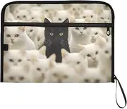 YMXFXP Expandable Filing Folder Cat Black White Funny, 13-Pocket Funny Cute Design with Sticky Labels, A4 Letter Size Document Organizer for Office, School, Boys, Girls