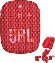 [JBL] Box Wind 3S Portable Mini Bluetooth Speaker Waterproof with Clip for Sports, Bicycle and Scooter - Bass Boost - Red