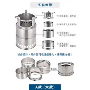 [如是軒]大號-戶外便攜式(二次燃燒) 不銹鋼柴火爐 火箭爐 木柴爐 木煤氣爐