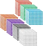 AIEX 35 Sheets Number Stickers 1-100 round Vinyl 7 Colors Number Sticker Wate...
