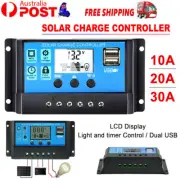 10/20/30A Solar Panel Regulator Charge Controller Battery Auto Dual USB 12V/24V