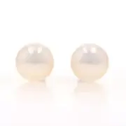 White Gold Cultured Pearl Stud Earrings 14k Pierced