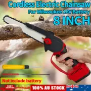8'' Cordless Electric Wood Cutting Handheld Chainsaw For Milwaukee 18V Battery