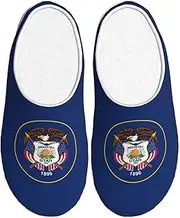 [EdWal] Utah Flag print Winter Warm Slippers Indoor Anti-skid Plush Slippers Relaxing at Home for Women Men