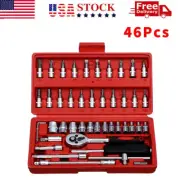 46Pcs 1/4 inch Drive Socket Ratchet Wrench Set for Auto Car Repairing With Case