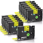 For Brother P-Touch TZ-631 TZe-631 12mm Label Tape Black on Yellow PT-D210 12PCS