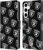 Head Case Designs Officially Licensed NFL Patterns Las Vegas Raiders Artwork Leather Book Wallet Case Cover Compatible with Samsung Galaxy S24+ 5G