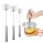 1/3PCS Semi-Automatic Egg Beater Stainless Steel Egg Whisk Manual Hand Mixer