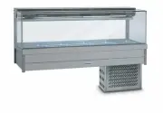 Roband Square Glass Refrigerated Display Bar 12 pans - Piped and Foamed only ...