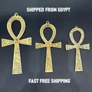Lot of 3 Ancient Egyptian Key of Life Ankh Engraved Brass Healing Hieroglyphics