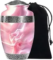 Blush Pink Funeral Memorial Urns - Adult Urn for Mom & Dad - 10 Inch - Large with Velvet Bag - Burial Decorative Urns - Cremation Urn for Women - Large Burial for Human Ashes Adult Female