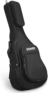 Donner 40 41 Inch Acoustic Guitar Bag, 0.4 Inch Thick Padding Waterproof Guitar Case Gig Bag Adjustable Shoulder Strap with Back Hanger Loop and Music Stand Pocket Black