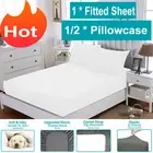 Extra Deep Pocket Fitted Sheet Set Wrinkle Free Microfiber Fitted + Pillowcases