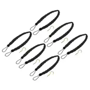 6Pcs 23" Curtain Tiebacks Braid Drapery Holdback Holder with Hooks Black