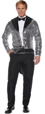 Sequin Tailcoat Adult Silver Std - Underwraps