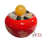 【養慧軒】鶯歌陶瓷 吉祥紅聚寶盆+五行水晶碎石800G+招財圓球(聚寶盆瓶身直徑11.5CM)