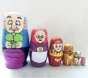 Stacking Nested Set 6 Pcs Russian Nesting Dolls Traditional Wood Stacking Dolls for Kids Birthday Wishing Gift Home Decoration Halloween Handmade Nesting Dolls
