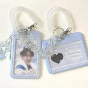 Cute Bus ID Card Holder Photo Case Badge Retractable Spring Lanyard w/ Keychain