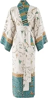 Bassetti Oplontis 9331461 Kimono Made of 100% Cotton Satin in Green v.2, Size: S-M