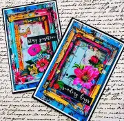 Set of Two Friendship Colorful Flower Greeting Cards Stationery Set