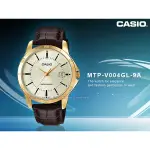 CASIO   手錶_MTP-V004GL-9A_防水_皮革帶_礦物玻璃_指針男錶 MTP-V004GL 國隆手錶專賣店