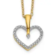14k Yellow Gold Real Diamond Heart Pendant
