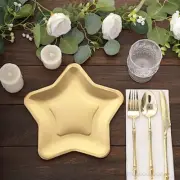 25 MATTE GOLD 9" Star Shaped Paper Salad Dinner PLATES Party Events Decorations