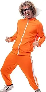 [ComfyCamper] Orange Jumpsuit Costume Adult - Tracksuit Jump Track Suit Men Women Girls Boys Vector Halloween