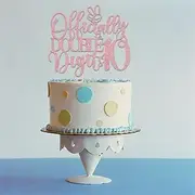 Double Digits 10 Cake Topper -Out Single Digits I'm 10/Officially Double Dights 10，Boys Girls Funny 10th Birthday Party Decorations Supplies ，Happy 10th Bithday Decorations。 (Rose Gold)