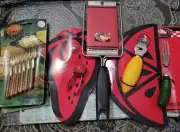 Kitchen Utensil Lot, Pickel Fork, Zester, Huller, Slaw Cutter, Cocktail Forks