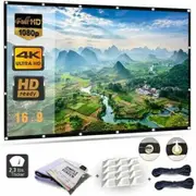 Projector Screen 120 Inch with 16:9 HD 4K Screen for School Home Theatre Cinema Foldable Outdoor 2.65x1.5m