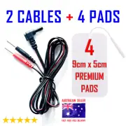 ALDI TENS compatible ELECTRODE PADS CABLES + 4 LARGE 9cm x 5cm PREMIUM PADS