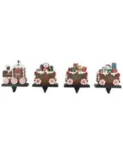 Northlight Set of 4 Gingerbread Train Christmas Stocking Holders