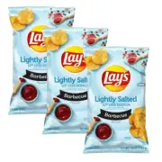 Lay's Potato Chips BARBECUE LIGHTLY SALTED Less Sodium 7.75oz (3 Bags)