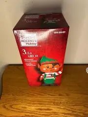 Home Accents Holiday 3.5 ft. LED Christmas Inflatable Brown Black Elf NEW SEALED