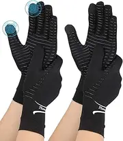 2 Pairs Arthritis Gloves, Copper Compression Full Finger Arthritis Gloves for Men & Women, Touch Screen Hand Gloves for Carpal Tunnel, RSI,Computer Typing & Everyday Support (Black, Large (2 Pairs))