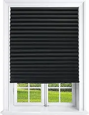 [Mirrotek] Pleated Window Paper Shades Room Darkening Blinds Black 36" x 69" (Pack of 6 Temporary Shades)
