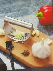 Stainless Steel Garlic Press, Manual Garlic Masher Crushing Tool, Round Shape