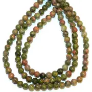 GR242 Orange & Green Marbled Unakite Epidote 4mm Round Gemstone Beads 15"