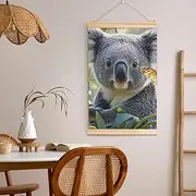 [LHDGBNV] Hanging Poster Canvas Scroll Wall Art Painting 20"X30" Wooden Shaft Wall Hanging Banner Koala And Butterfly Wall Art For Living Room Bedroom Home Decor Scroll Painting