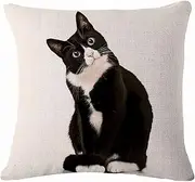 (9) - Glareshop Cat Print Linen Pillow Case Cushion Throw Cover Home Sofa Cafe Decor