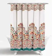 [Lush Decor] 16T000086 Clara Shower Curtain, 72" x 72", Turquoise/Tangerine