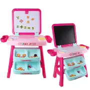 Kids Double Sided Art Easel Magnetic Whiteboard Chalkboard With Letters Numbers