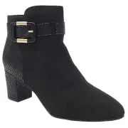 Karen Scott Women Ivyy Block Heel Ankle Booties Size US 9.5M Black Microsuede