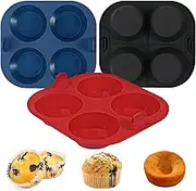 Webake 3PCS Silicone Air Fryer Muffin Pan for Baking 4 Cavity Air Fryer Cupcake Pans Non Stick Food Grade and BPA Free Muffin Tins Baking Cups