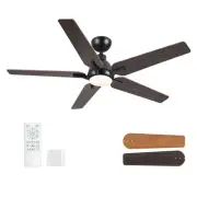 52 Inch Ceiling Fans with Lights and Remote, Black Brown Modern Ceiling Fan f...