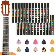 2 Pcs Guitar Fretboard Stickers, Guitar Note Stickers, Learn Guitar Tabs, Sticker for Beginner Learner with 10 Pcs Guitar Picks