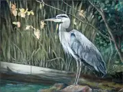 Tile Mural Backsplash Hughbanks Ceramic Heron Wildlife Bird Lodge Art DHA004