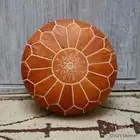 Genuine Ottoman Unstuffed Leather Pouffe Footstool Handmade Moroccan