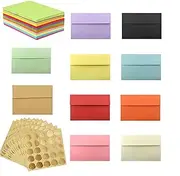 BLESSEDNESS 50 Pack 4x6 Envelopes, A6 Invitation Envelopes 6.88 x 4.92 Inch with 50 Gold Heart Shaped Envelope Closures for Invitations, Weddings, Party, Greeting Cards, Photos (Multicolor)